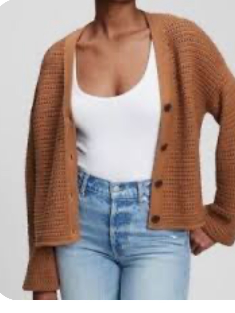 Women's Loft brown knit button-up cardigan sweater